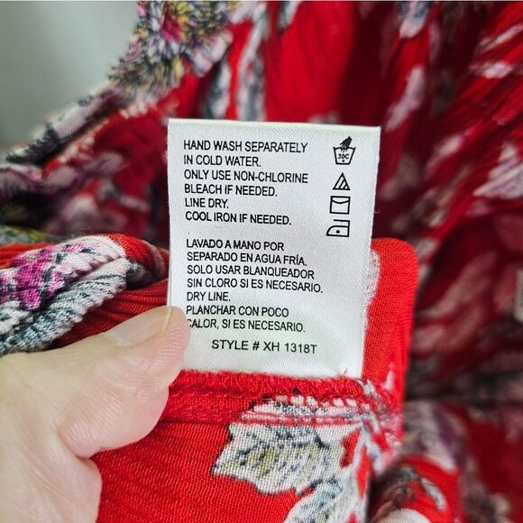 Patrons of Peace Red Floral Charlotte Maxi Skirt Size Large - Picture 9 of 10